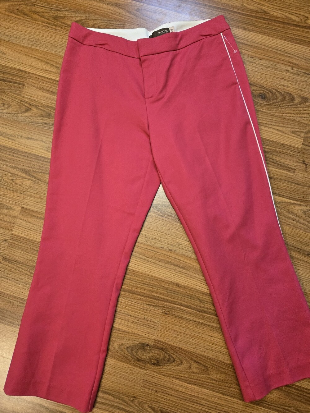 Crosby Pink Ankle Trousers Size 10 White Side Piping